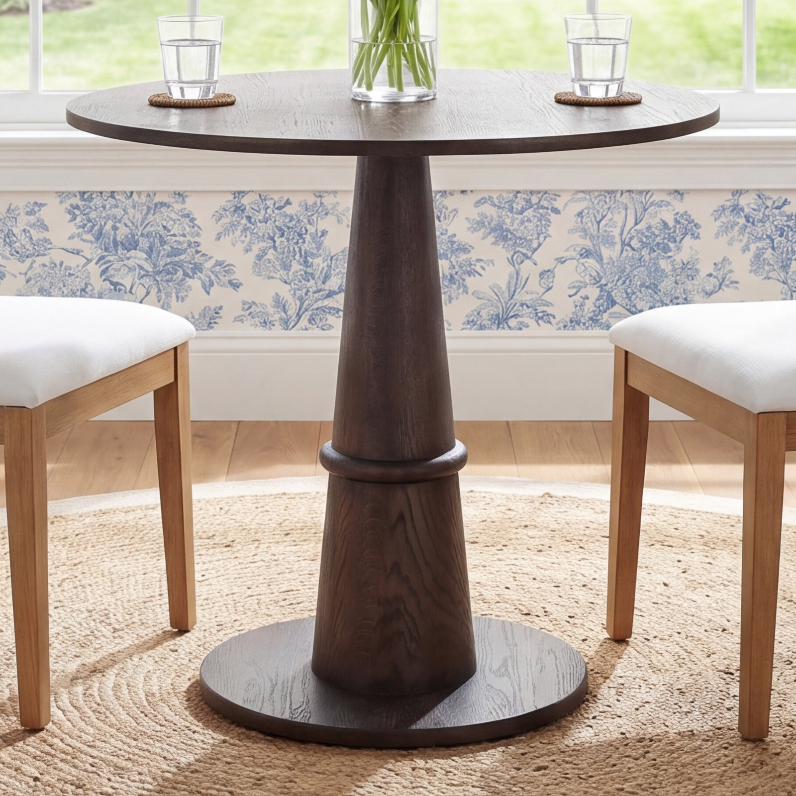 Beverly Oak Dining Table, Brown Oak Veneer, 30" H x 32" L x 32" W