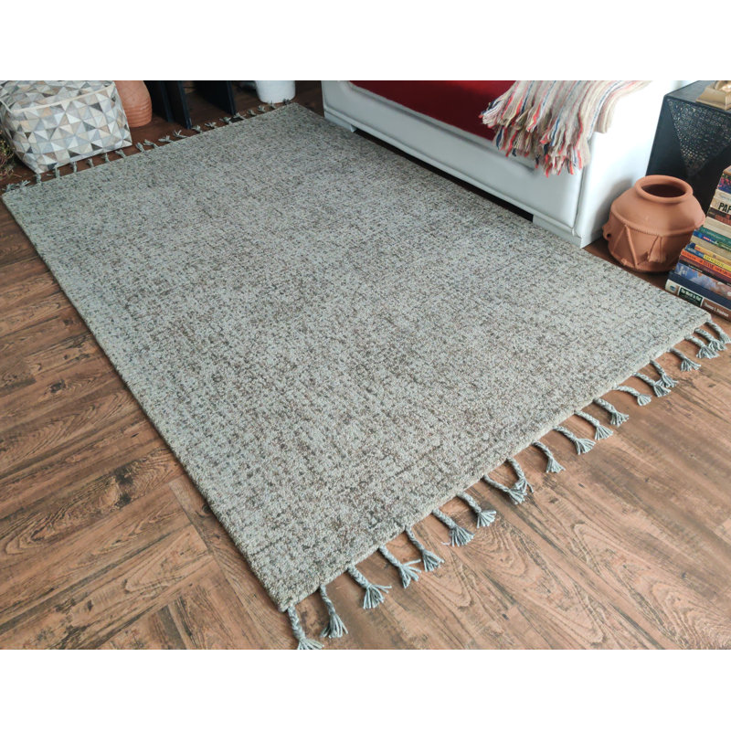 Tapis gris en laine touffeté Erric, Rectangle 3 pi 6 po x 5 pi 6 po