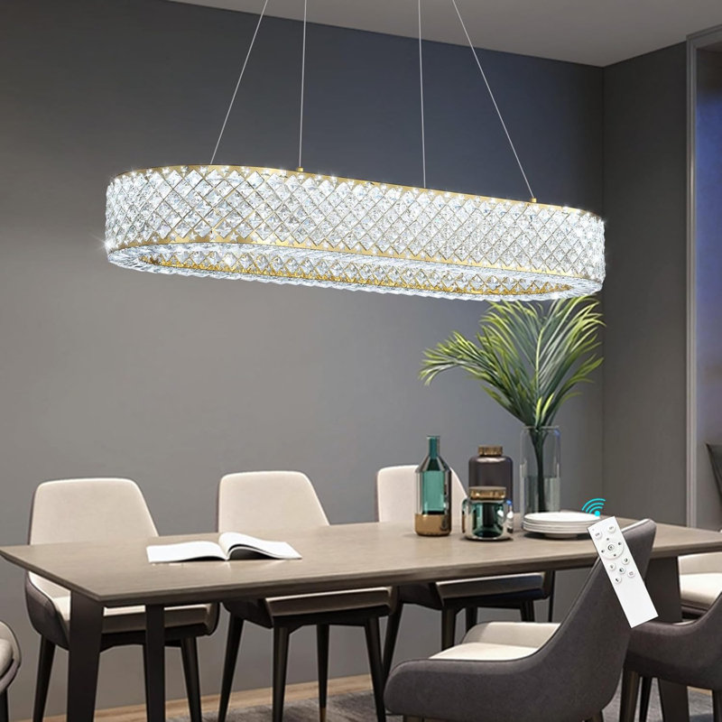 Glam Rectangular Crystal Chandelier, Silver