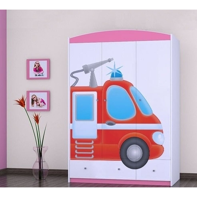 Overstreet 3 Door Wardrobe, Pink