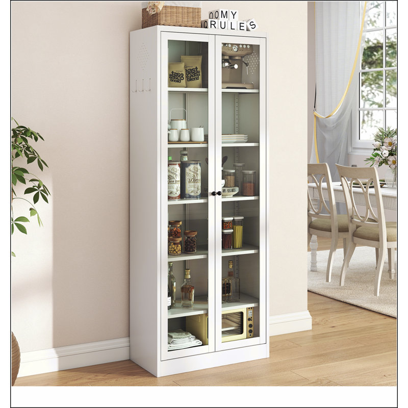 Armoire de cuisine en métal - 72 po de hauteur avec 5 tablettes réglables, armoire autoportante pour cuisine / garde-manger / salle de bain
