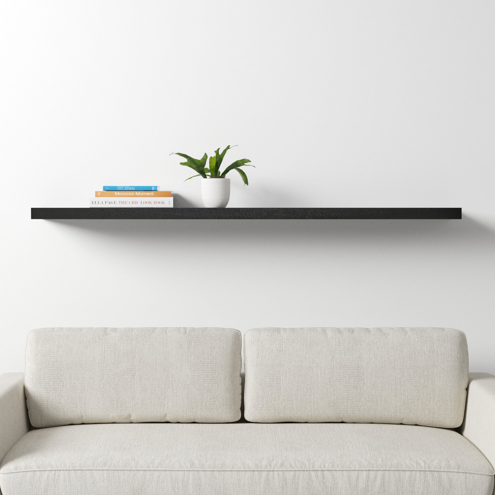 Sherice 75" Floating Shelf, 1.97" H x 74.81" W x 10.24" D, Matte Black
