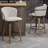 Set of 2 Bette Beige Washed Woven Fabric Swivel Counter Stool with Wood Legs and Copper Iron Arms-743260376