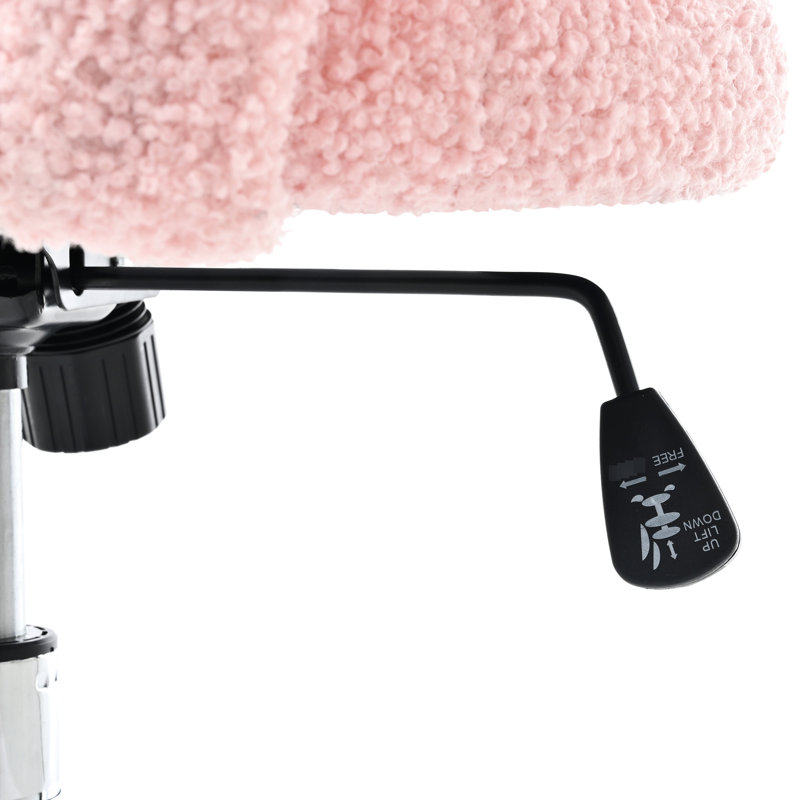 Fauteuil pivotant à 360° avec tissu moelleux pour bureau à domicile - Rose - Rotation et réglage de la hauteur