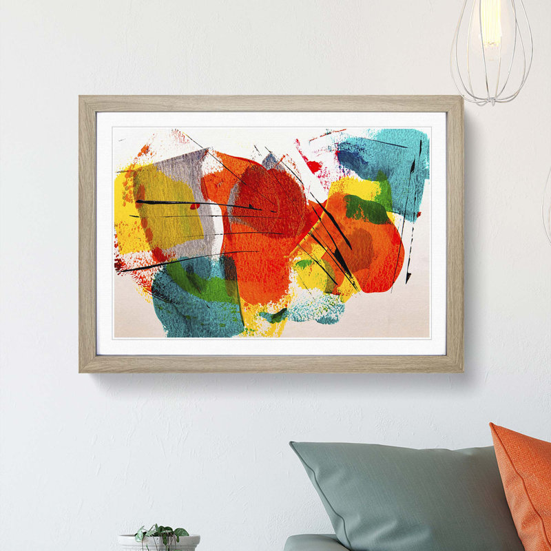 Abstract Art Painting Vol.479 by S.Johnson - Framed Print, Oak Framed, 62cm H x 87cm W x 2cm D