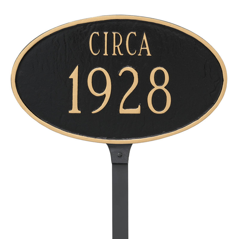 Historical 2-Line Lawn Address Sign, Black/Gold