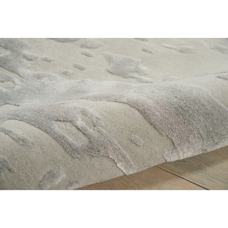 Annan Abstract Handmade Tufted Silver/Gray Area Rug, Rectangle 3'9" x 5'9"