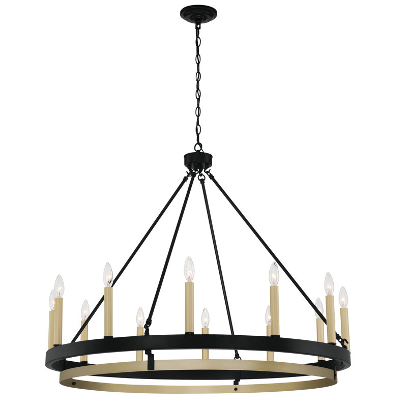 Arther 12 - Light Dimmable Wagon Wheel Chandelier