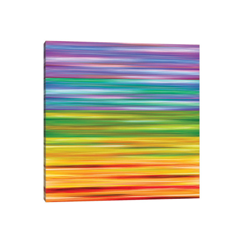 Rainbow Flow 1, Colorful Ombre Stripes Abstract by Julia Di Sano