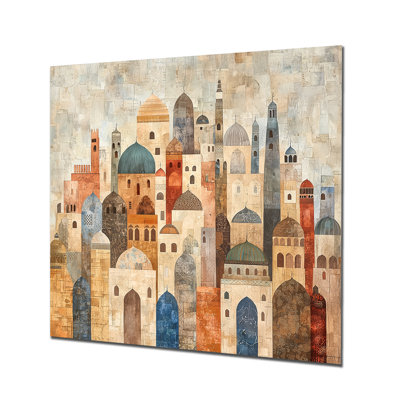 Luminous Contours Of Old Islam City Streets I - Spiritual Metal Art, Islam Metal Print