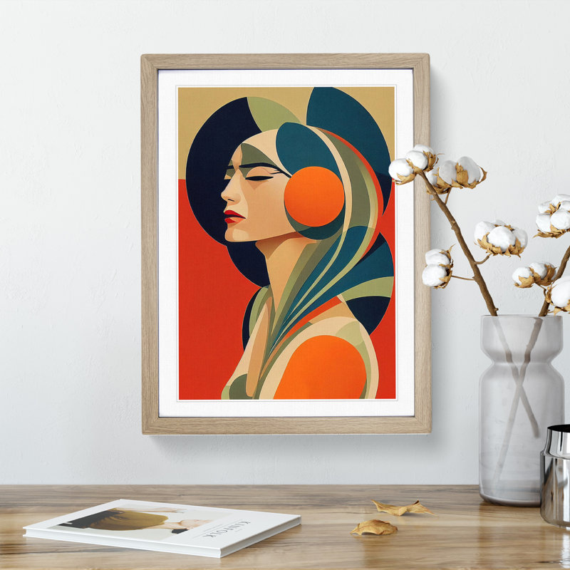 Magnificent Abstract Woman - Framed Print, 46cm H x 34cm W x 2cm D, Oak