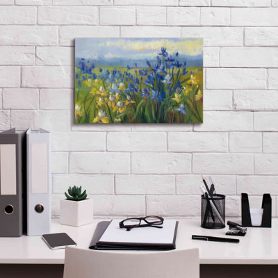 «Aaryah Blue and Yellow Flower Field V2 On Canvas» par Carol Rowan