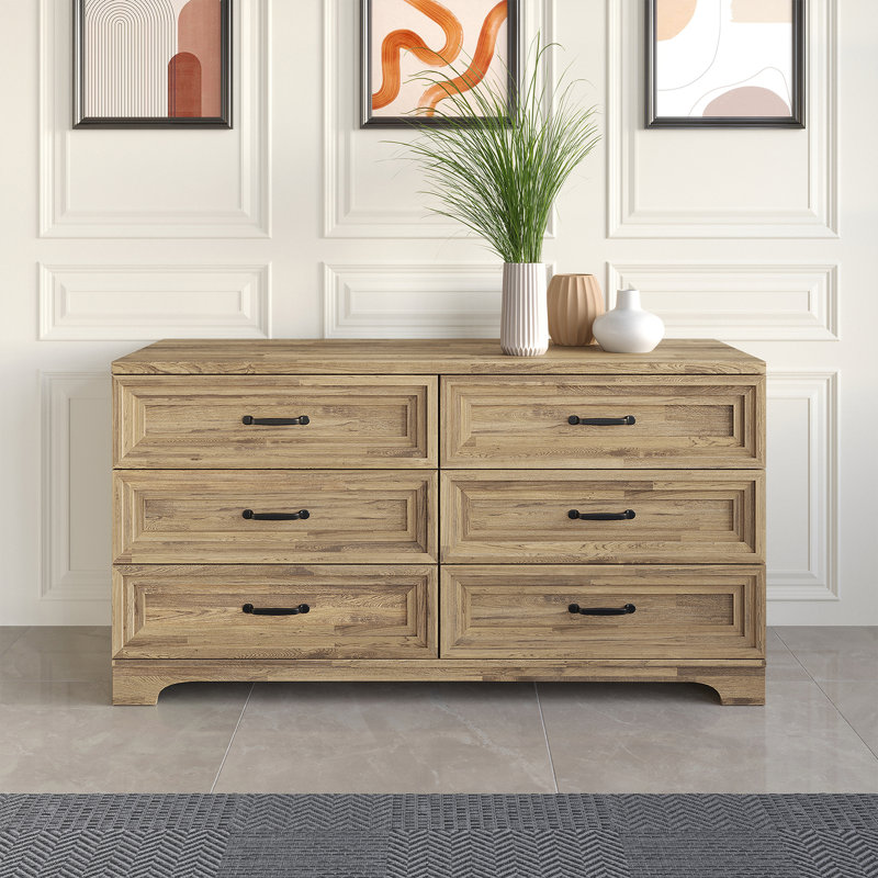 6 Drawers Dresser, Brown Oak