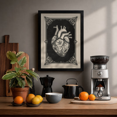 Anatomical Heart in Frame Vintage - Framed Print