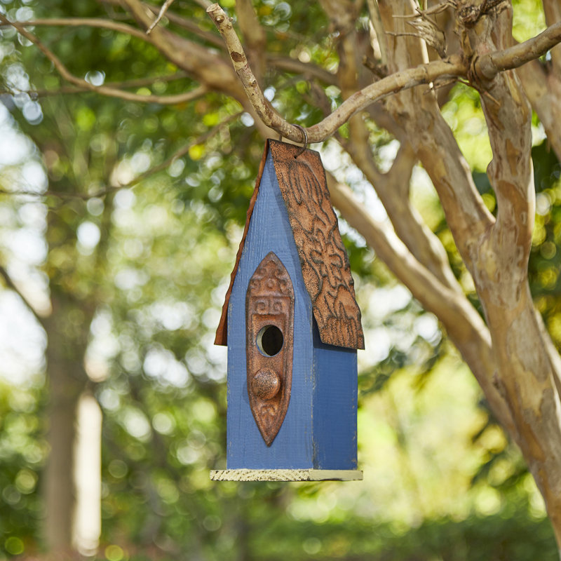 Maison d'oiseaux 12 po x 5 po x 4 po Strader, Bleu/brun