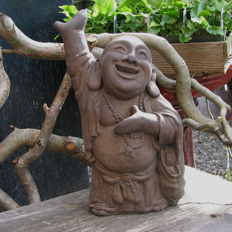Statue Hotai Bouddha, Noyer foncé