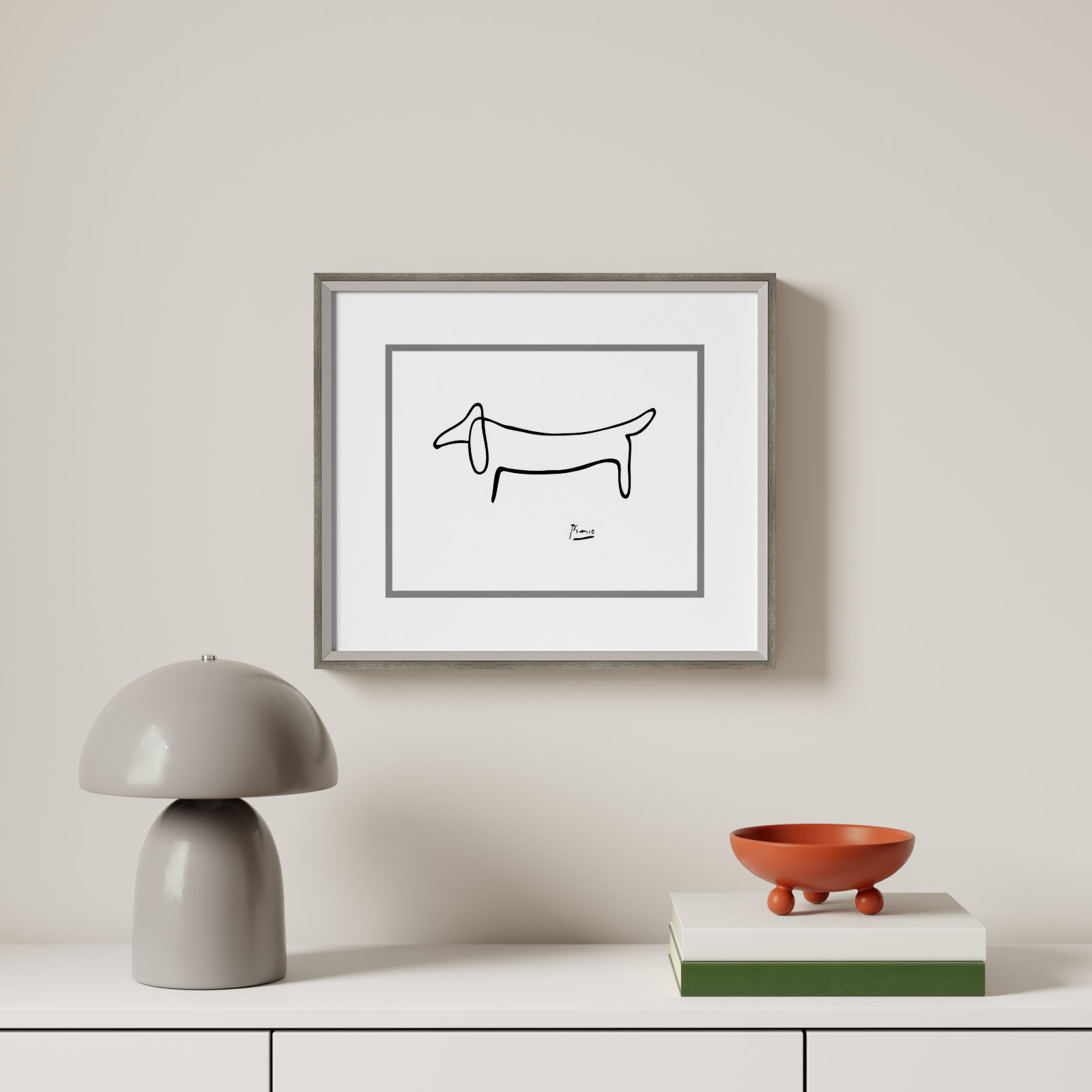 Le Chien (The Dog) by Pablo Picasso, 18" H x 21" W, Svelte Matte White