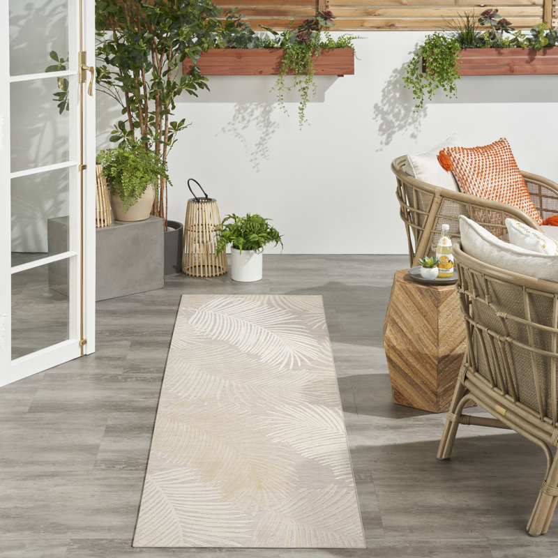Nourison Suncoast 7'10" x 9'10" Beige Tropical Rug, Rectangle 7'10" x 9'10", Beige