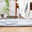 Tapis géométrique en coton tissé à la main bleu clair Irina-964120797