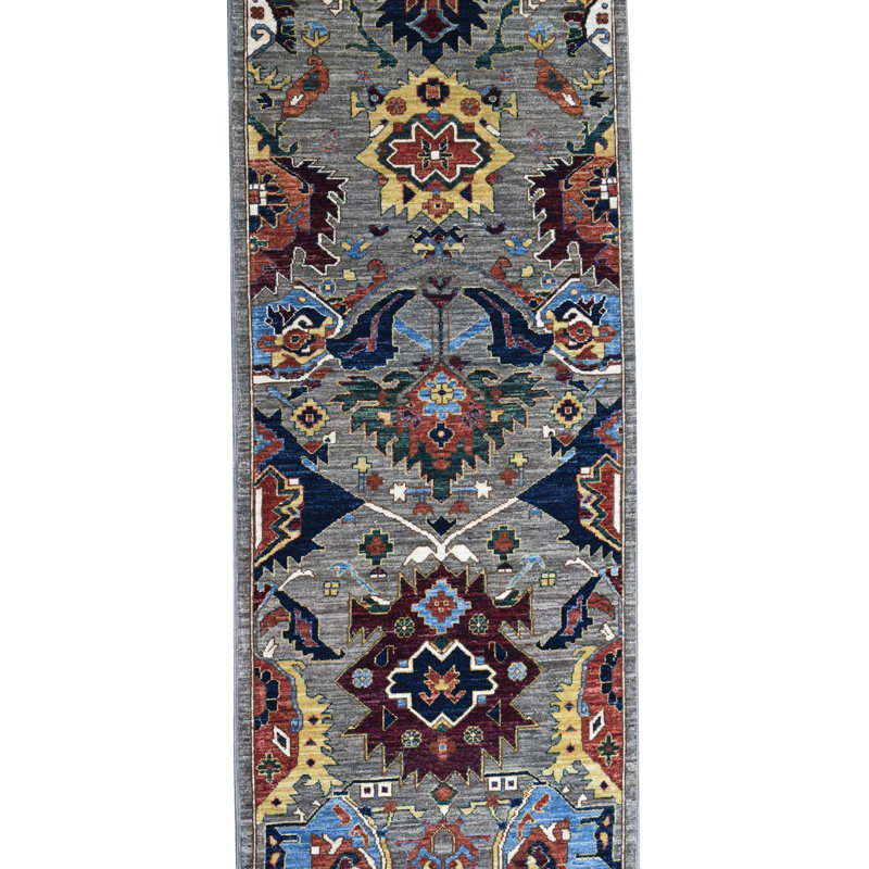 New Afghani Heriz Wool On Cotton 2Ft9inx9ft11in Taupe
