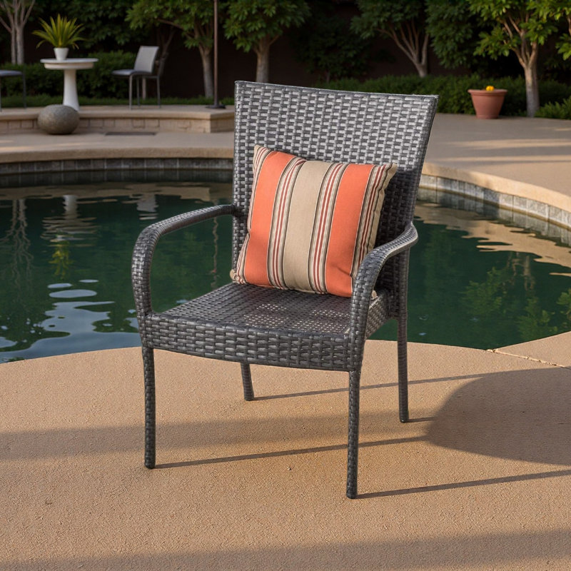 Chaise empilable en osier PE 1pc, Gris