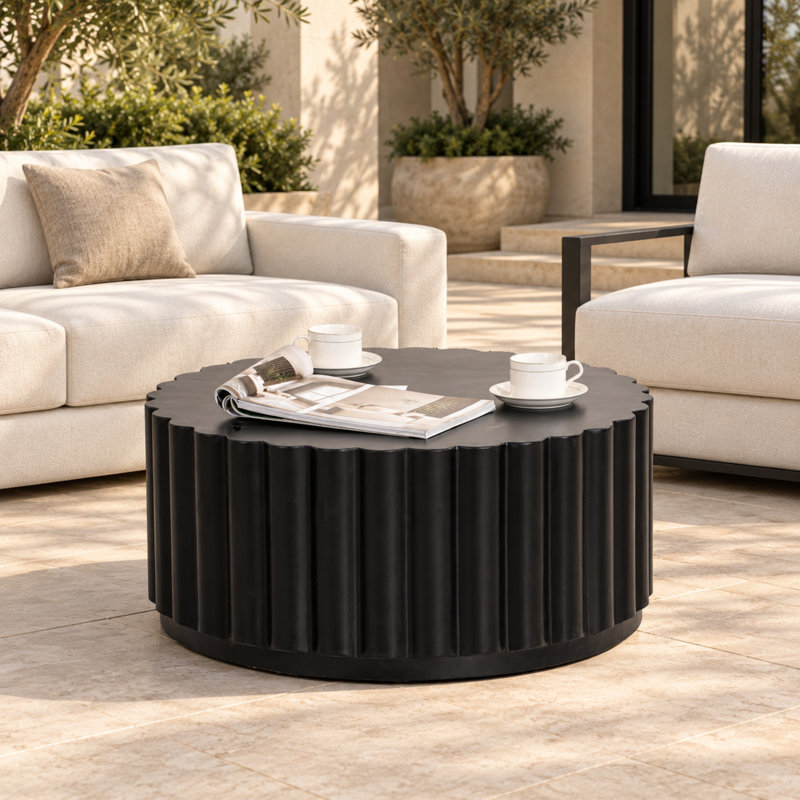 Deja 28"W Round Concrete Outdoor Coffee Table