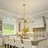 5-Light Modern Gold Finish Chandelier with Clear Glass Cylinder Shades for Dining Room Kitchen Island-1984329304
