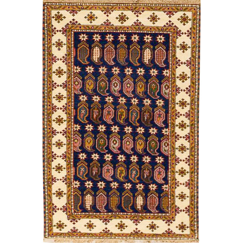 Tapis brun et crème noué à la main de haute qualité