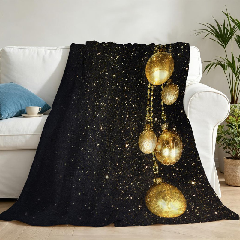 Jeté en flanelle dorée ultra douce, imprimé recto de Noël, Throw 50" x 60"