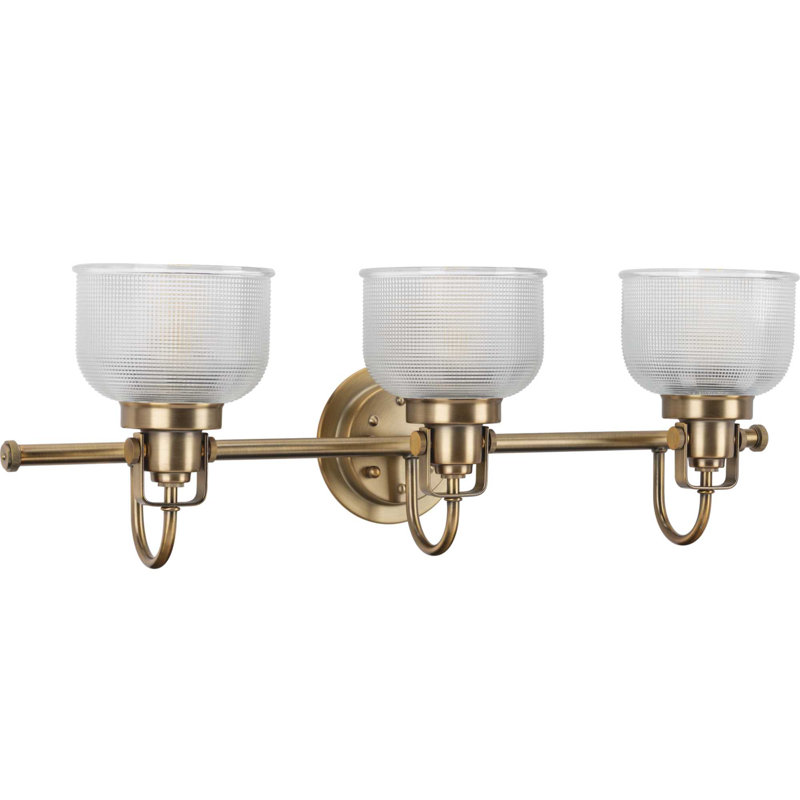 Éclairage pour meuble-lavabo à intensité variable Rosser, Laiton rétro, 8.75"H x 26.25"W x 7.25"D, 3 Lights