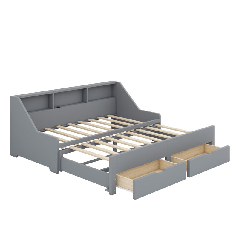 Jong Bookcase Storage Bed, Gray