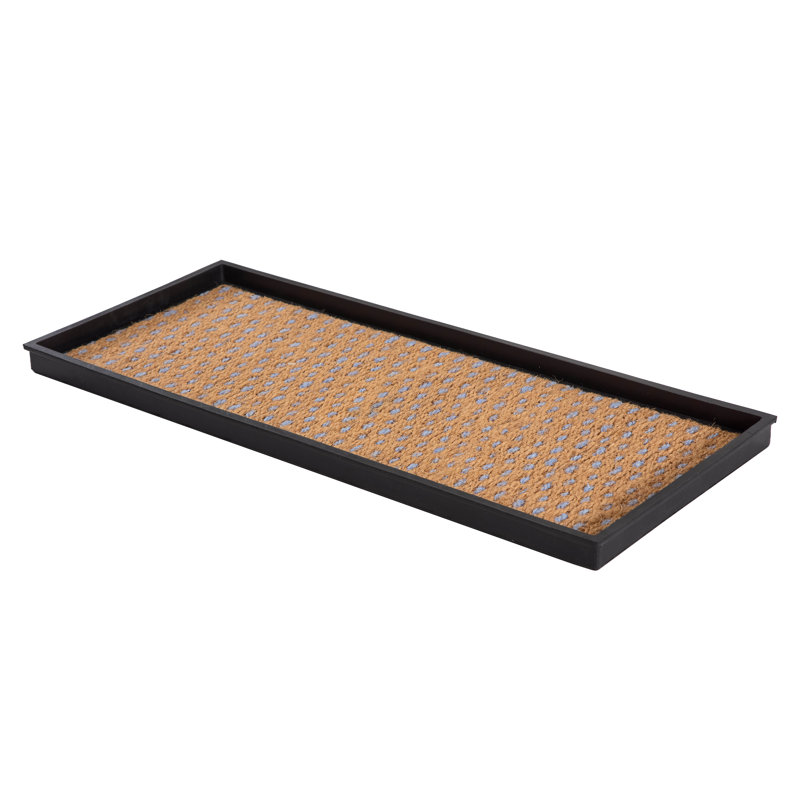 Tapis de démarrage écologique en caoutchouc brun clair et beige 14 po x 34 po, Brun clair et bleu