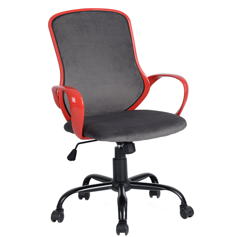 Petworth Velvet Office Chair, Grey/Red