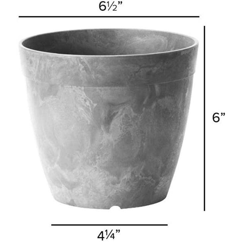 Pot à fleurs en pierre Burdette, Gris, H 4,5 po x l 3,5 po x P 3,5 po