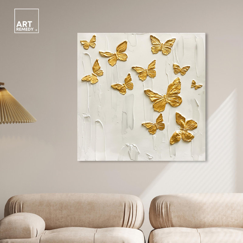 Art mural Mariposas A Volar, H 40 po x l 40 po, Toile tendue