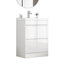 Ensemble de meuble-lavabo 24 po avec lavabo, meuble-lavabo à 2 tiroirs, armoire de salle de bain autoportante à assemblage rapide, système de fermeture en douceur, cuve en céramique à rebords épais unique, conception sans poignée