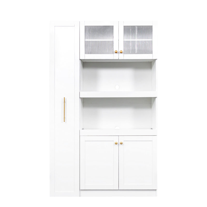 Armoire multi-fonctionnelle à tablettes coulissantes pour la maison - 4 portes en blanc avec rangement et portes