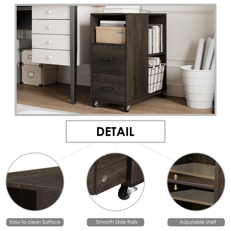 Bolebroke Side Table with Storage and Wheels, Living Room End Table
