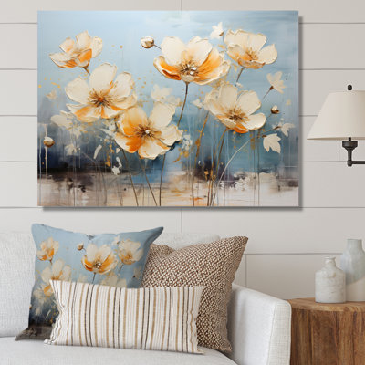 «Teal Buttercups Romantic Impression», reproduction sur toile