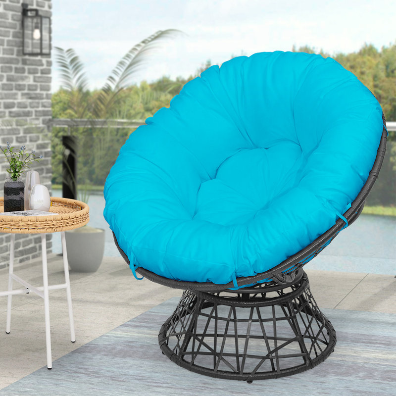 Ahouh Swivel Wicker Outdoor Lounge Chair, Aqua