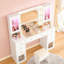 Meuble-lavabo lumineux 55 po avec prises de courant, tiroirs de rangement et tabouret Dream