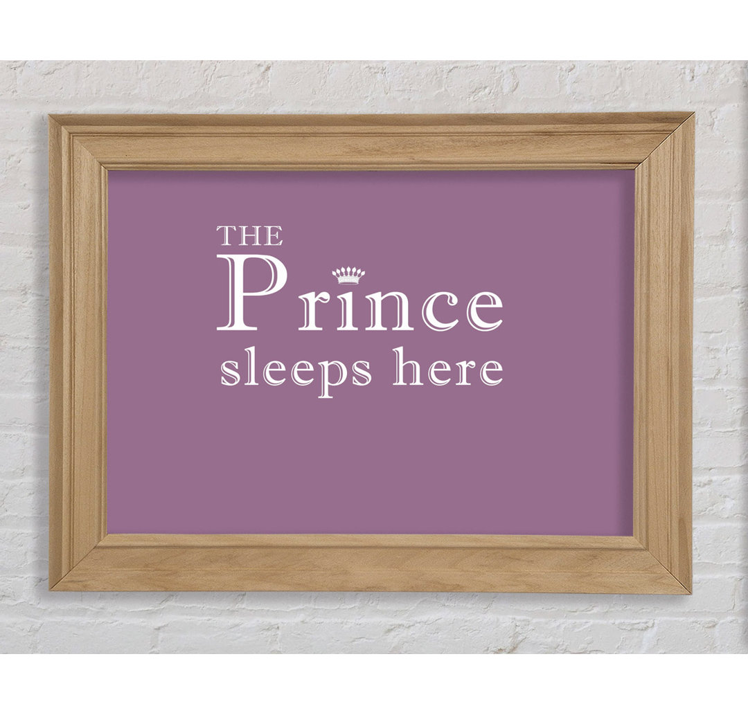 Boys Room Quote the Prince Sleeps Here Dusty Pink - Bilderrahmen Kunstdrucke