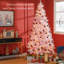 Arbre de Noël 7,5 pi avec branches réalistes, 500 lumières DEL blanc chaud et 1346 pointes, rose