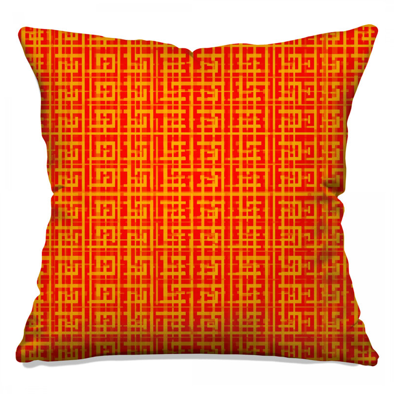 Coussins décoratifs rouges et jaunes, 14 X 14 pouces