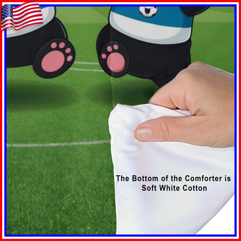 Cartoon Panda Soccer Comforter, King