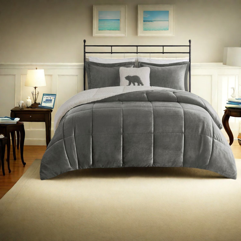Hypoallergenic Bedding Sets King, Polyester Plush Sherpa, Rustic Home Comfort