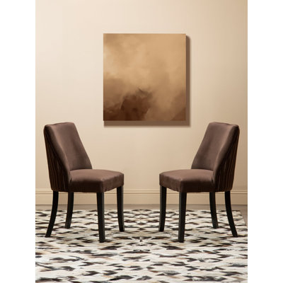 Velvet Upholstered Side Chair in Black, Brown