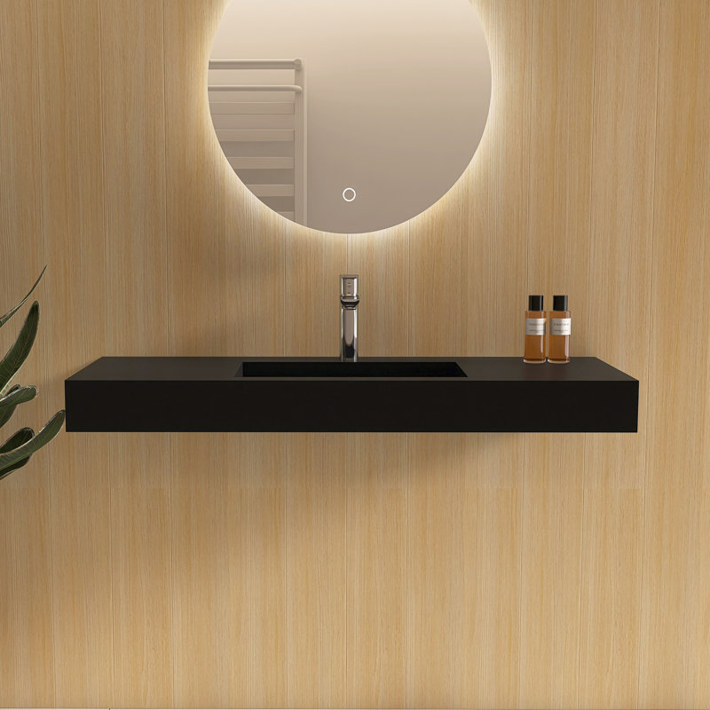 Lavabo de salle de bain mural 47 "à surface solide, Noir