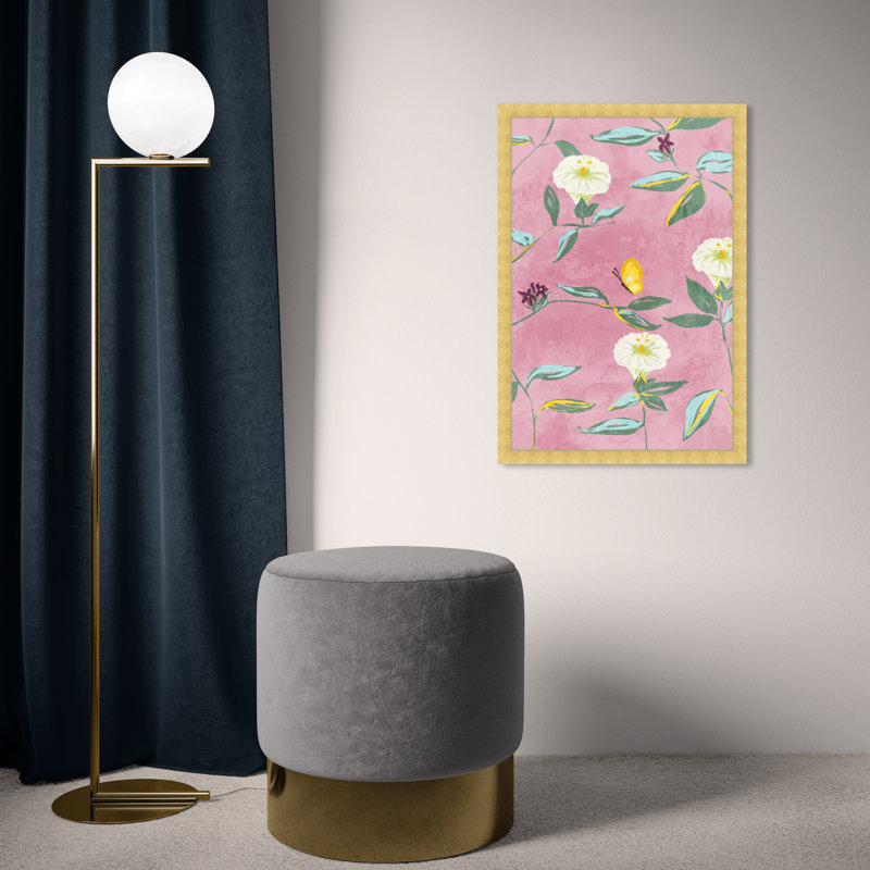 Floral Spring Tapestry Pattern by Birch Lane™ - Picture Frame Print, Gold, 26" H x 18" W