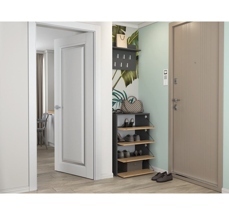 Sidwel 10 Pair Shoe Storage Cabinet, Grey